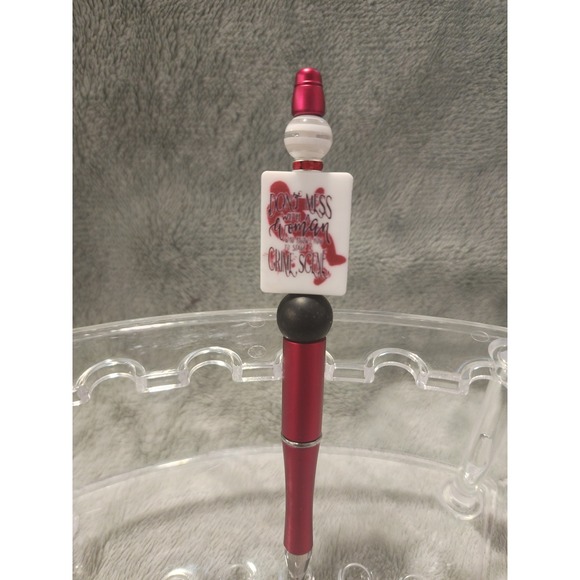Other - Beaded Pen True Crime Don't Mess Woman Staged Crime Scene Red Novelty
